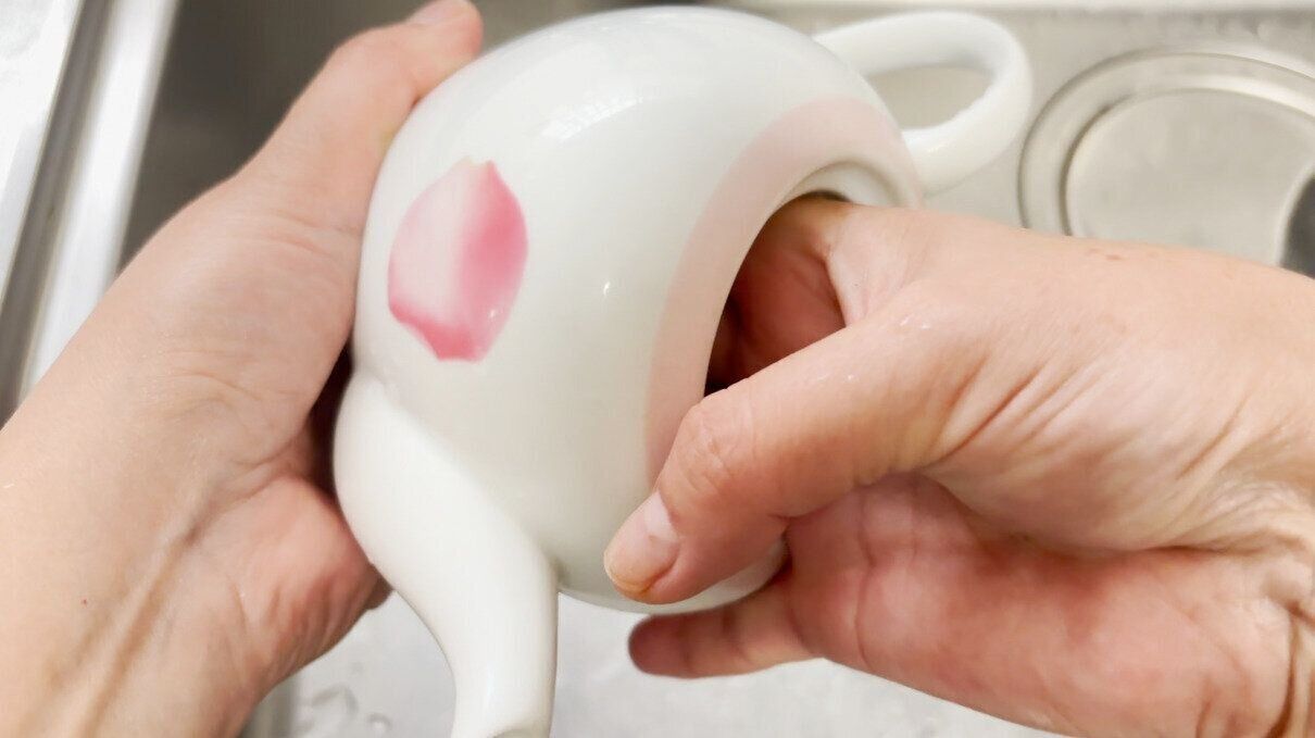 スポンジでこする