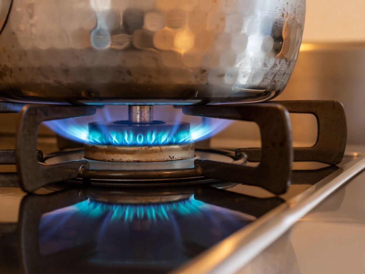 ガスストーブの火。