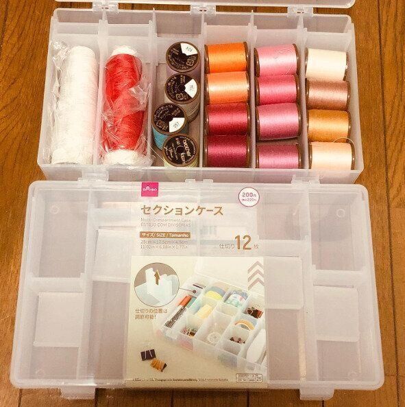 セクションケースにミシン糸や刺繍糸を収納