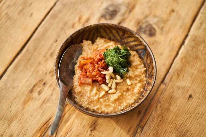 オートミールのキムチ雑炊