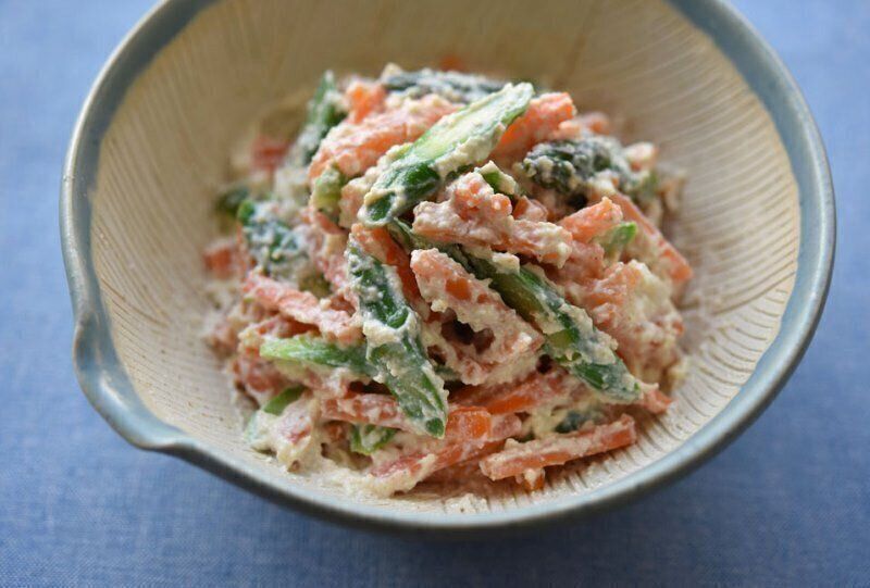 アスパラとにんじんの白和えのレシピ
