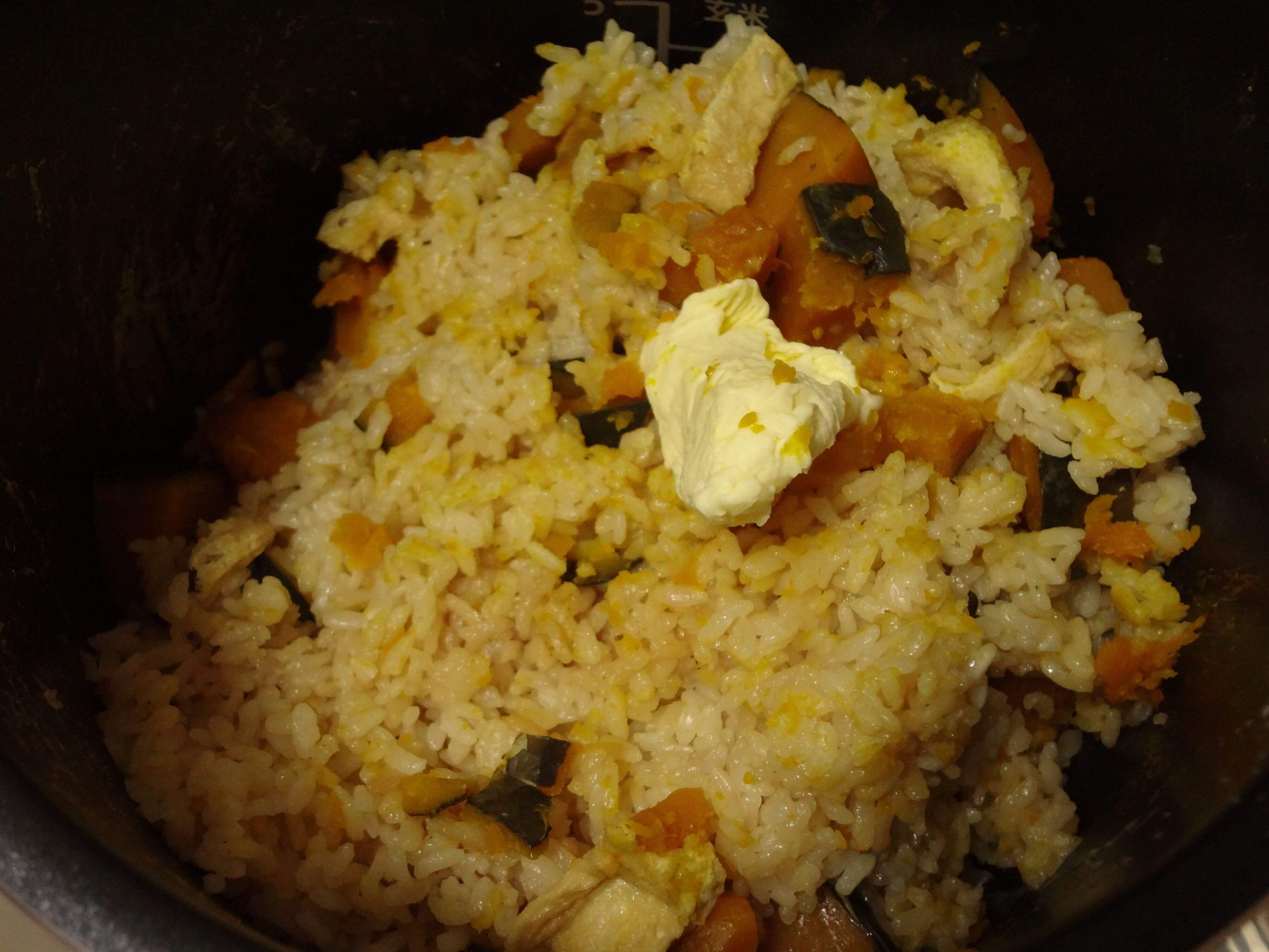 かぼちゃと油揚げの炊き込みご飯