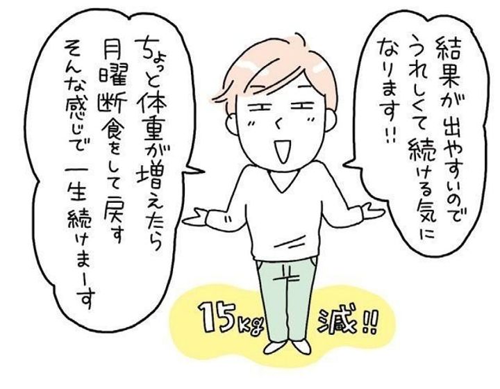 月曜断食 半年で15キロ減 アラフィフ人気漫画家が大成功 サンキュ 月曜断食 半年で15キロ減 アラフィフ人気漫画家が大成功 サンキュ