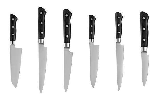 クリッピング パスと白い背景で隔離の包丁のセットです。シェフのナイフ