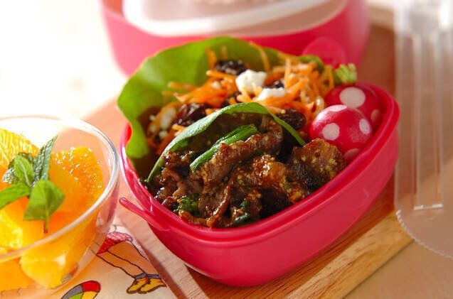 牛肉と菜の花のマスタード炒め