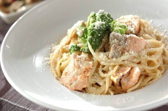 サーモンのクリームパスタ