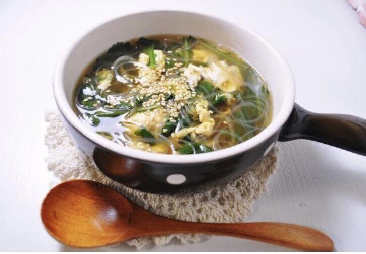 春雨と春菊のスープ