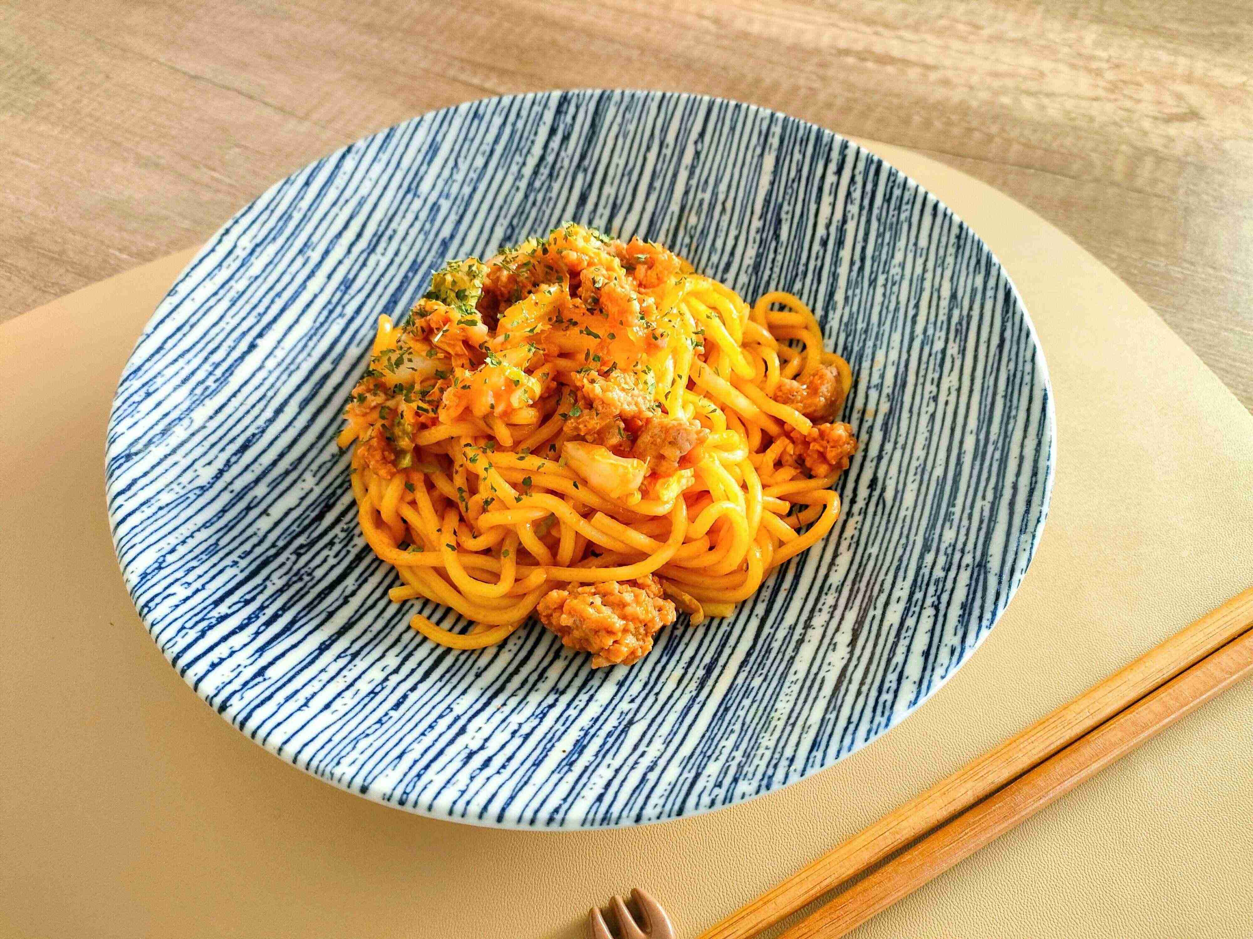 辛味がぴりっとキムチナポリタン