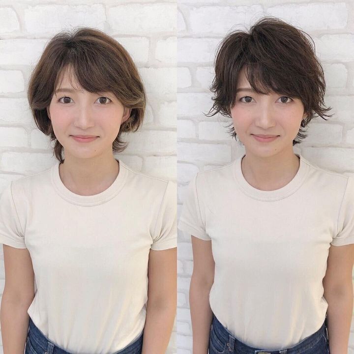 40代女性に似合うふんわりショートヘアスタイル!クセ毛風の外ハネショート