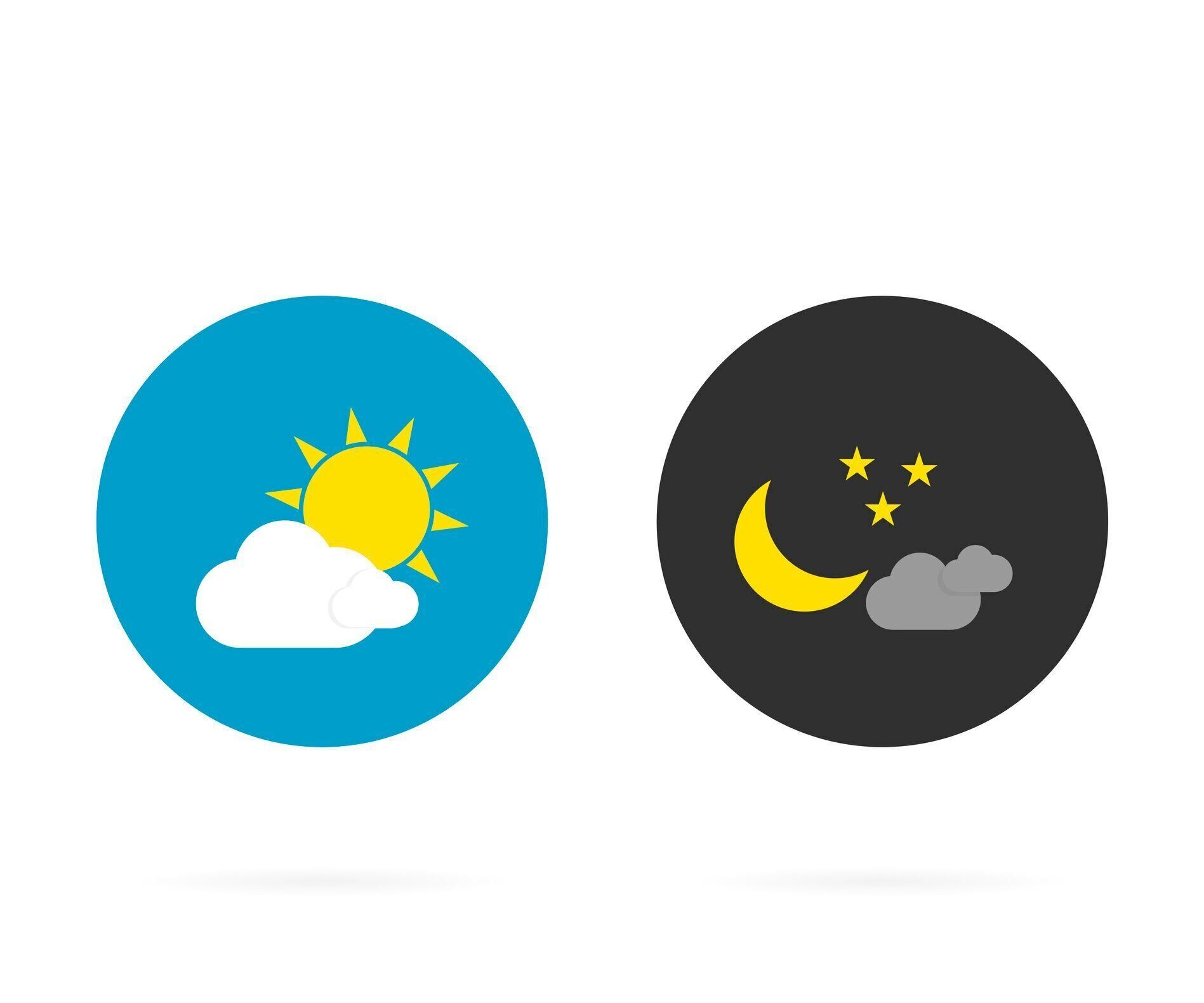 太陽と月のフラット スタイルと昼夜を問わず