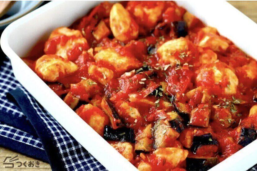 なすとささみのトマトソース煮