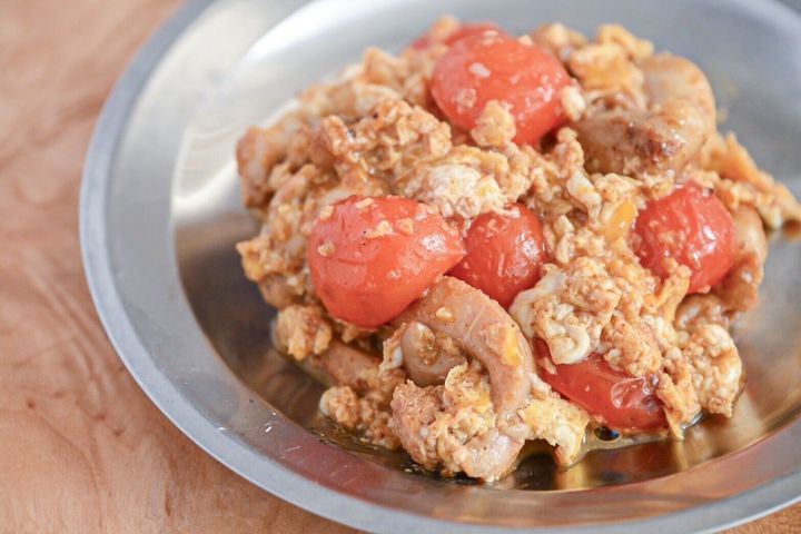 ケバブミニトマト卵