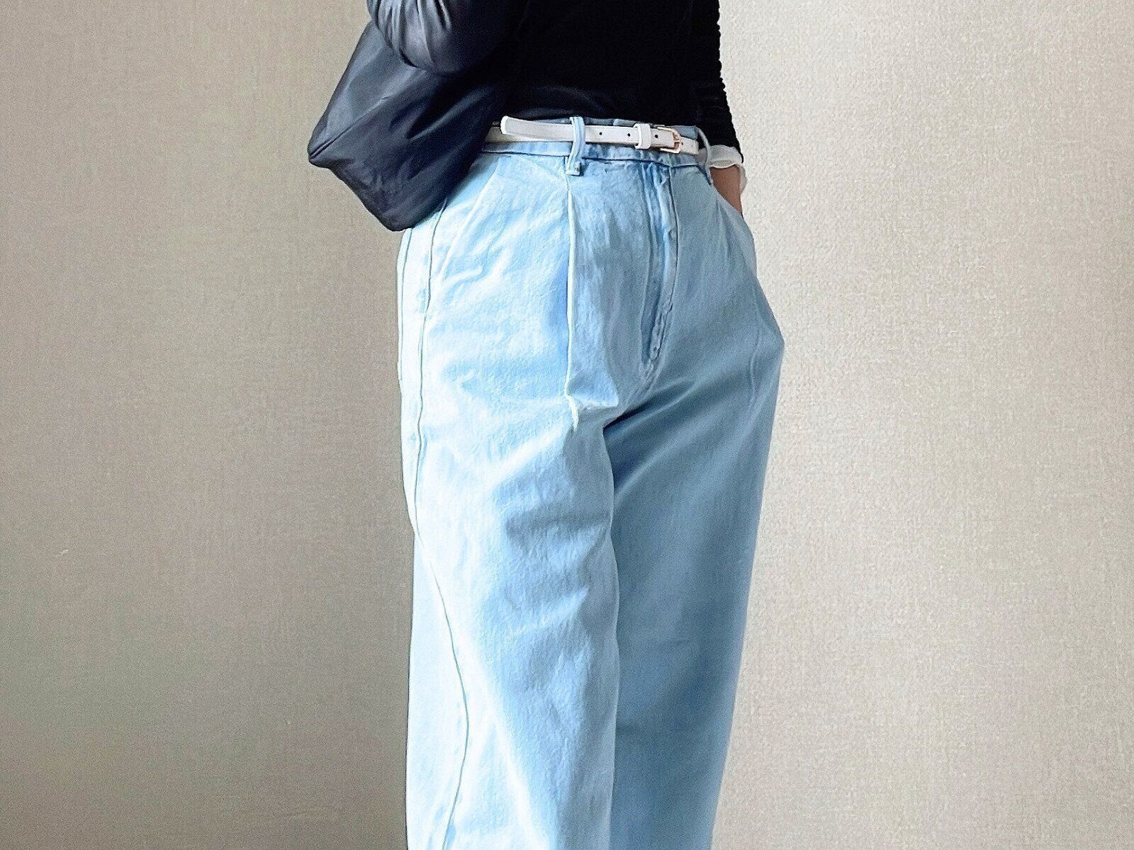 ドレープデニムタックパンツ