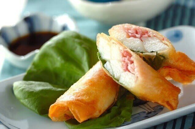 長芋とベーコンの春巻き