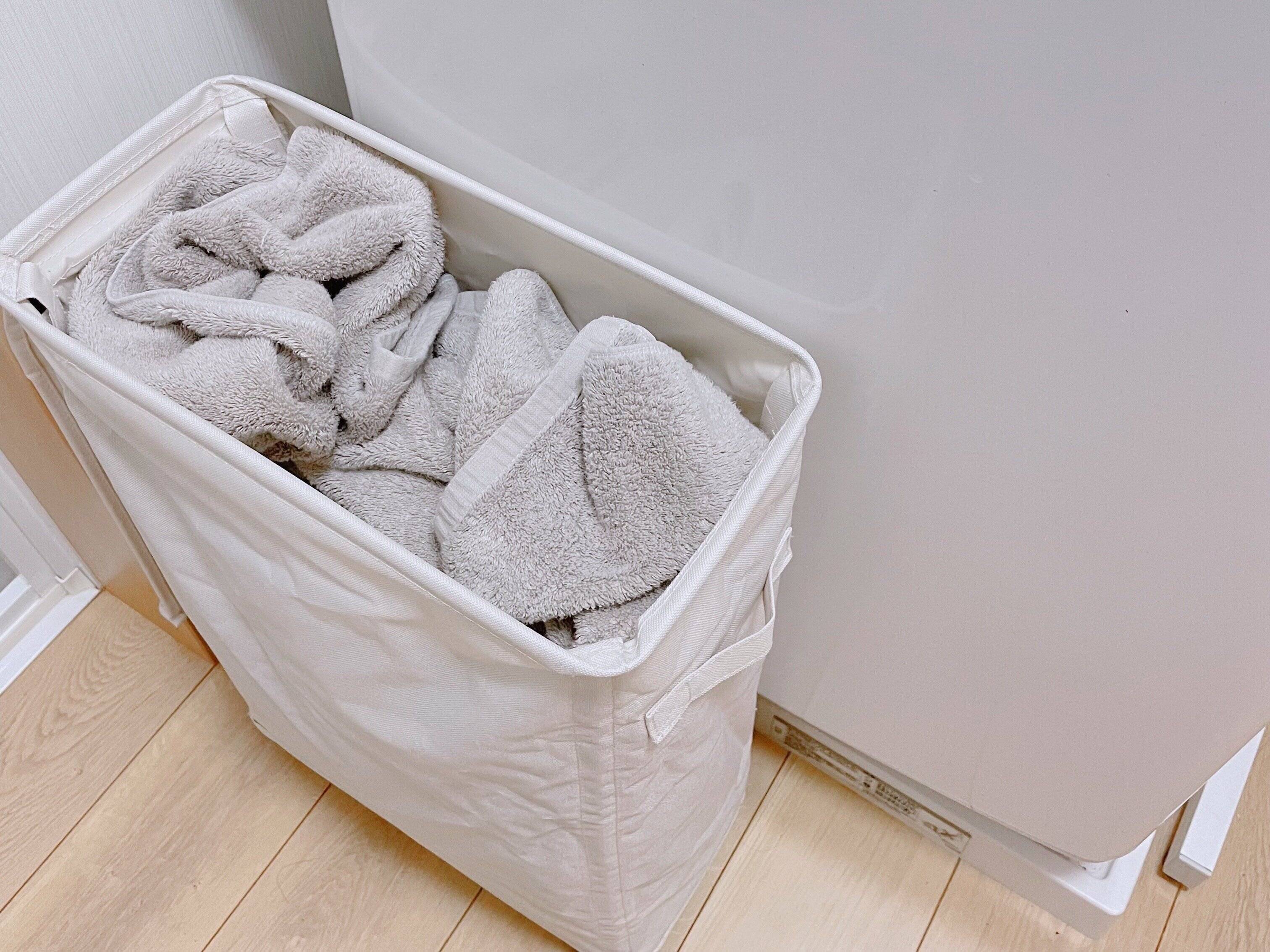 タオルはランドリーボックスに畳まず入れる