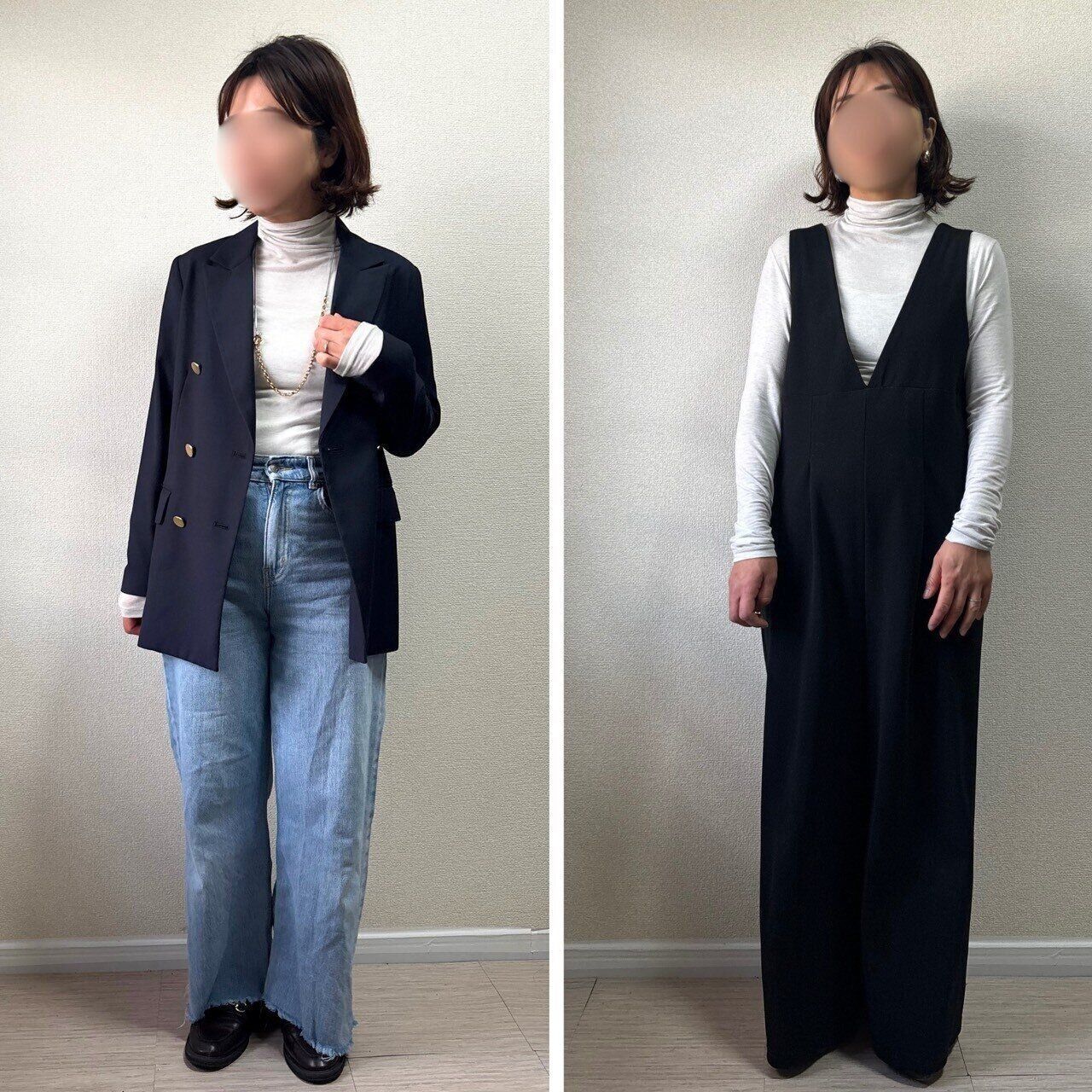 ジャケットとオールインワンに合わせたコーデ