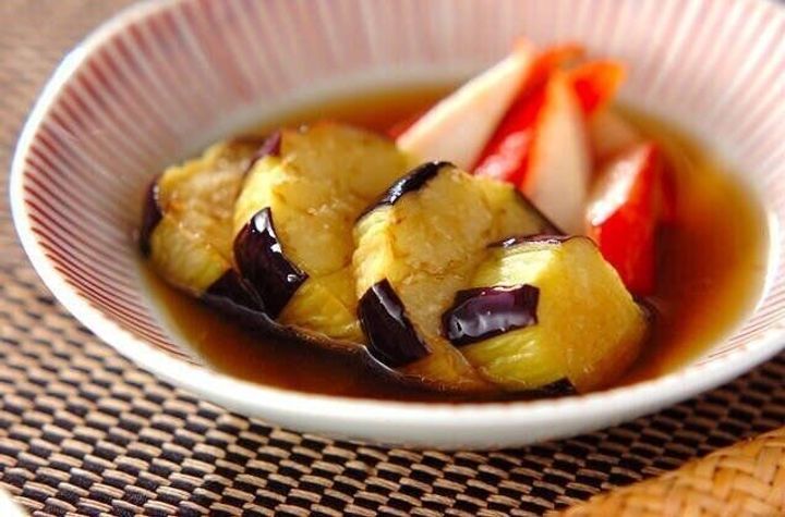 ナスとカニカマのお浸し