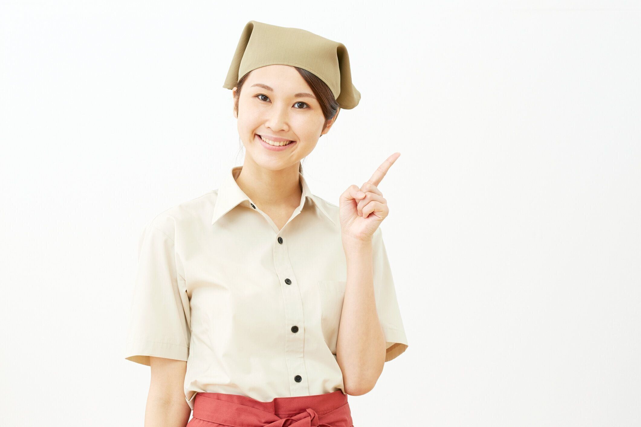 アジアの女性のポインティング側