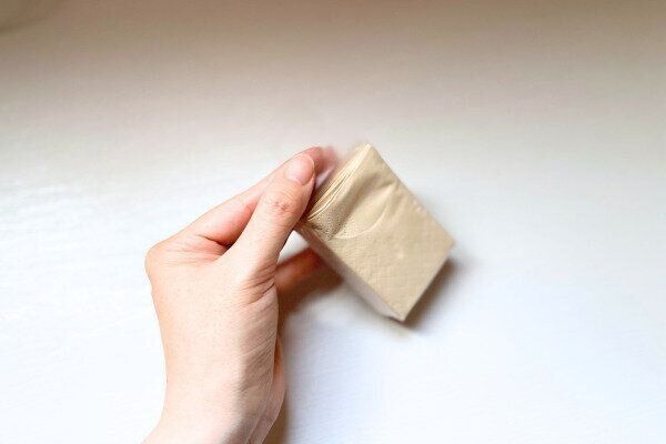 コンパクトさが伝わるペーパーナプキンを持った写真