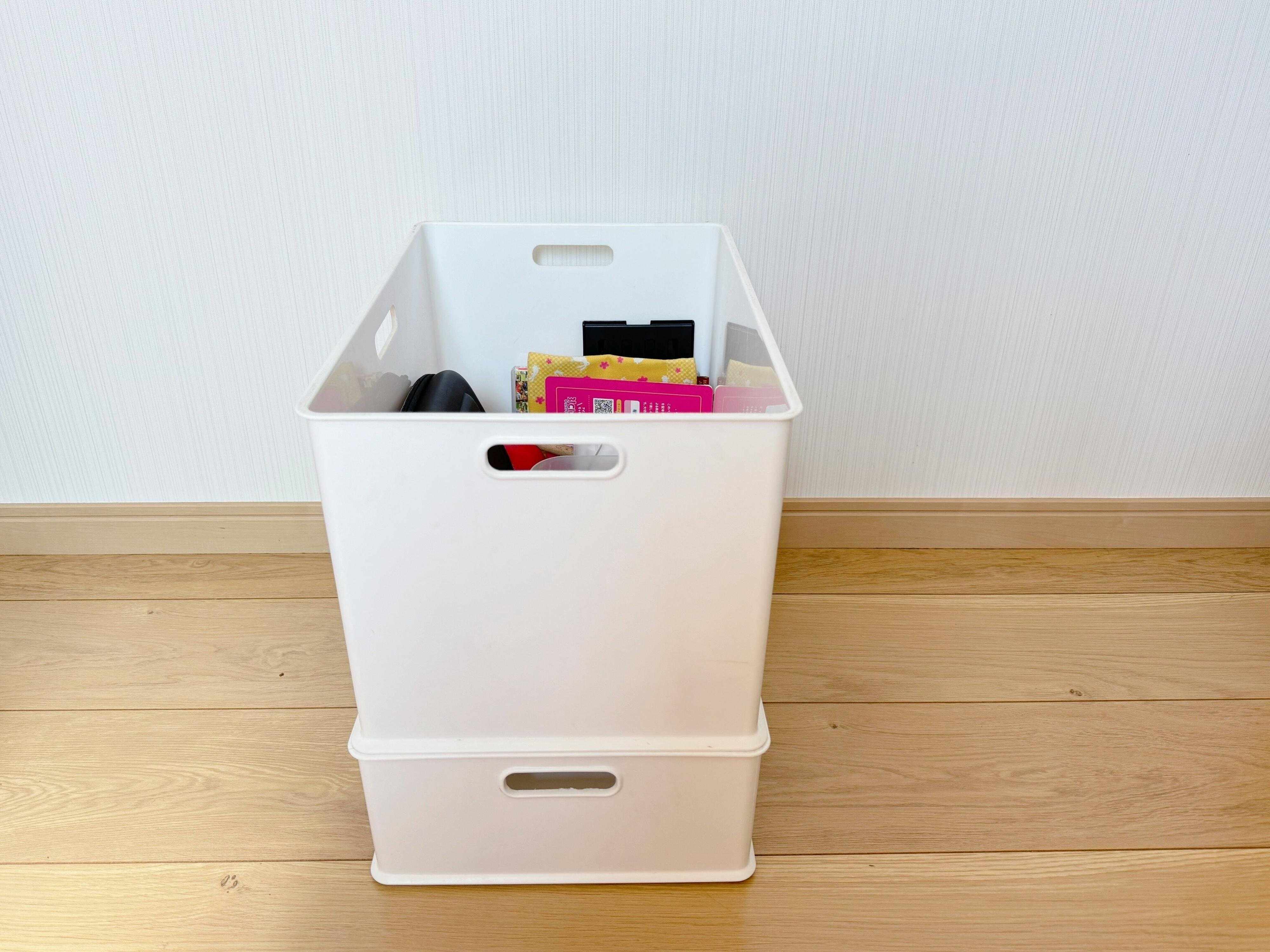 2．頻度高めの物をスタッキングして収納すること