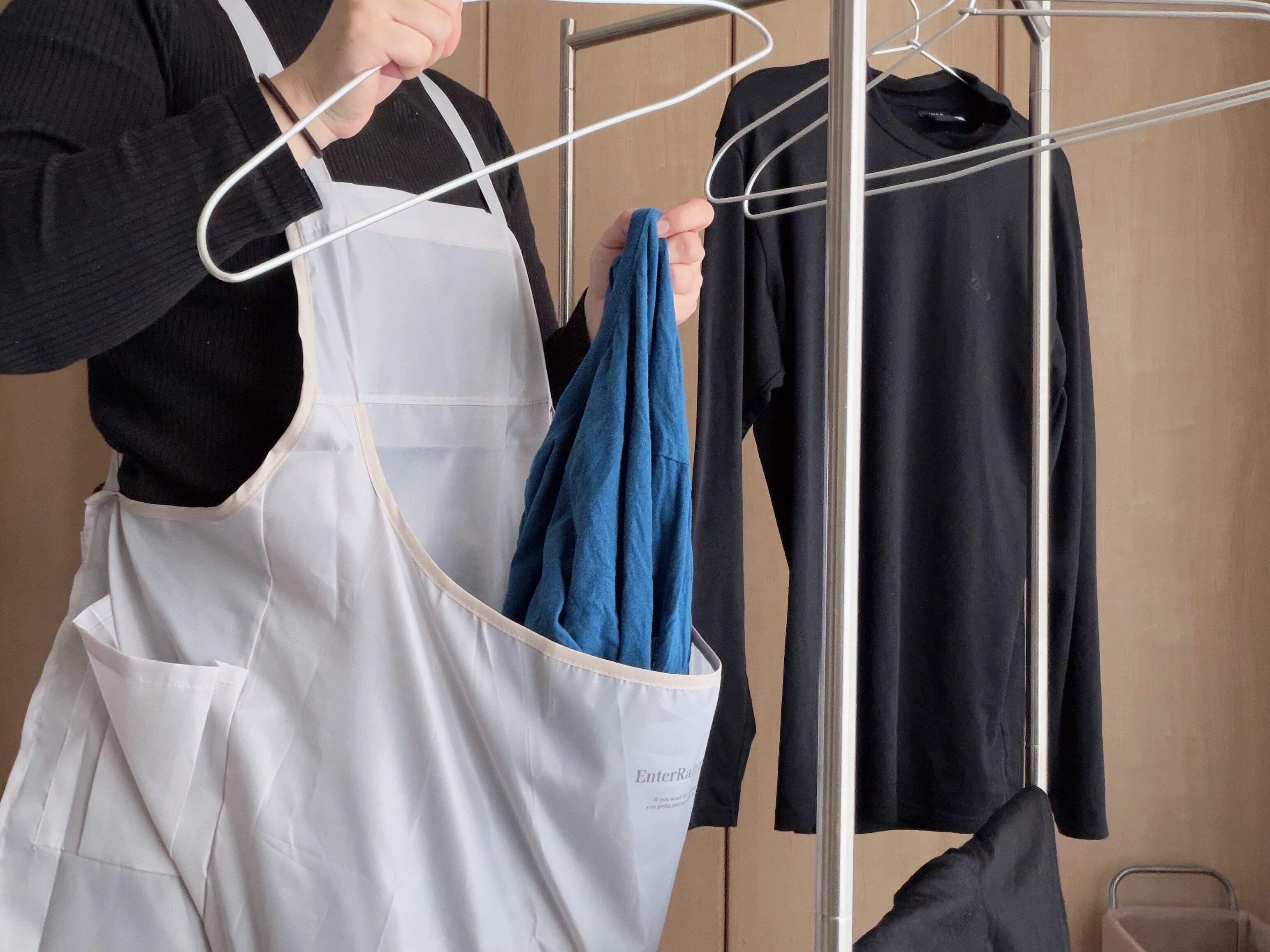 カゴいらずで立ったまま洗濯物を干せる