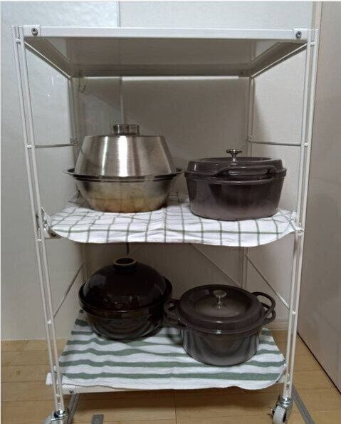 無印のスチールシェルフをお鍋ラックに