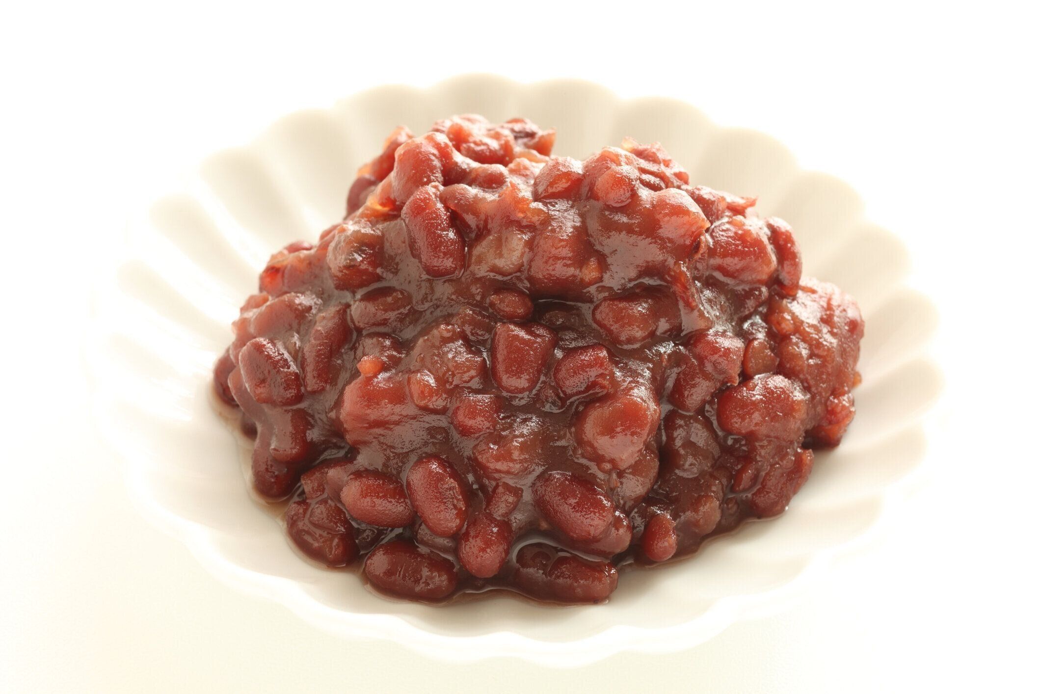 調理画像のための皿に赤い豆ペースト
