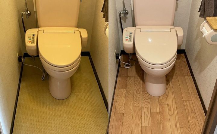 トイレの床貼り替えビフォーアフター