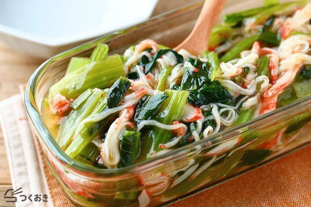 小松菜のとろみカニカマあん