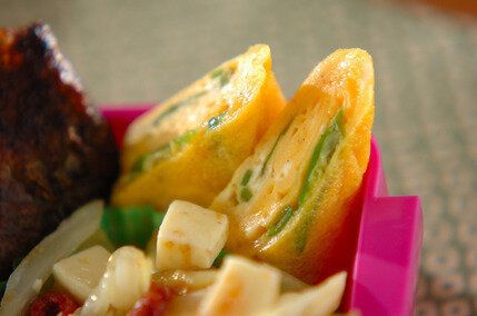 キヌサヤの卵焼き