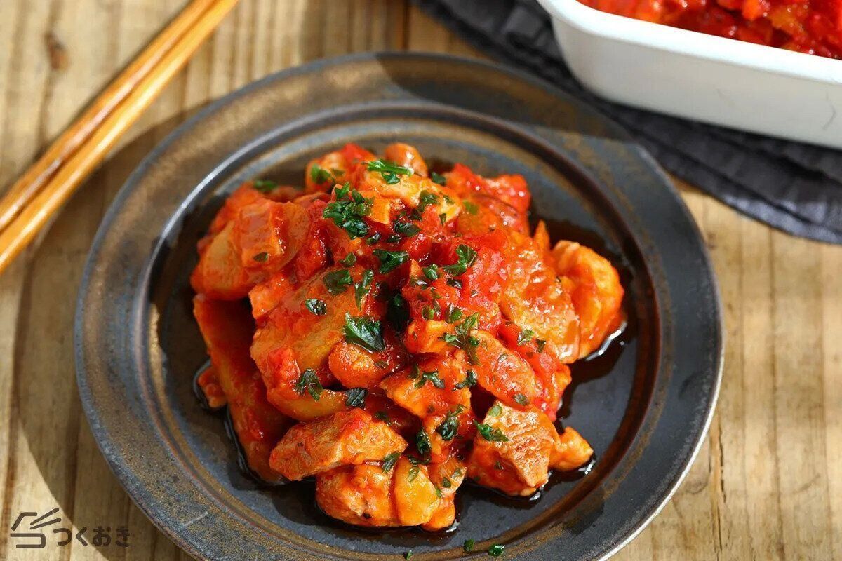 鶏肉とごぼうのトマト煮