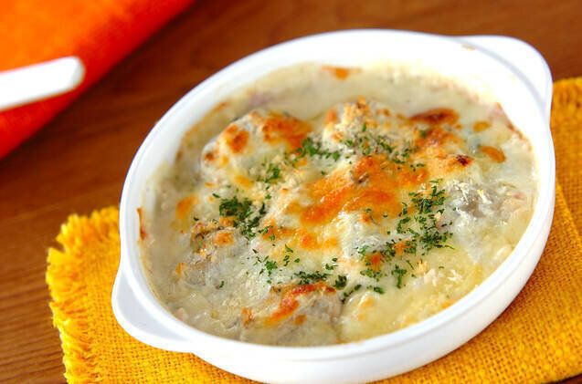  カキとホウレン草のグラタン