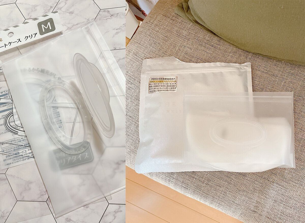 セリアのフタ付ウェットシートケースクリア