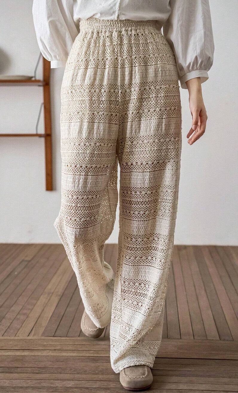 FRIFUL ワイドレッグパンツ エラスティックレース ウエスト