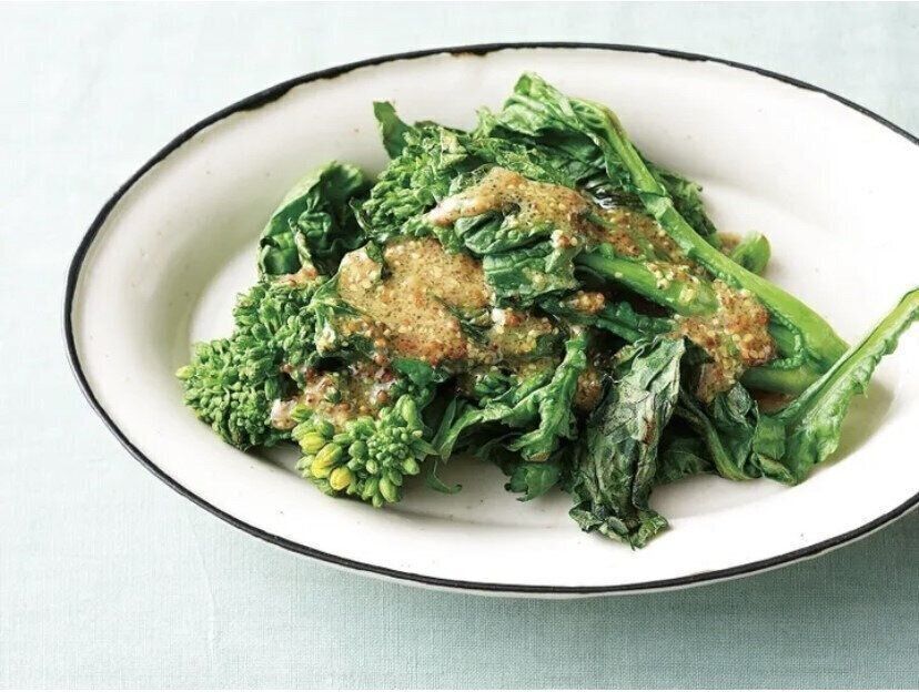 焼き菜の花のマスタードソース