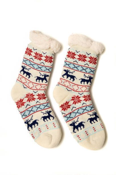 白い背景に隔離されたクリスマスソックス
