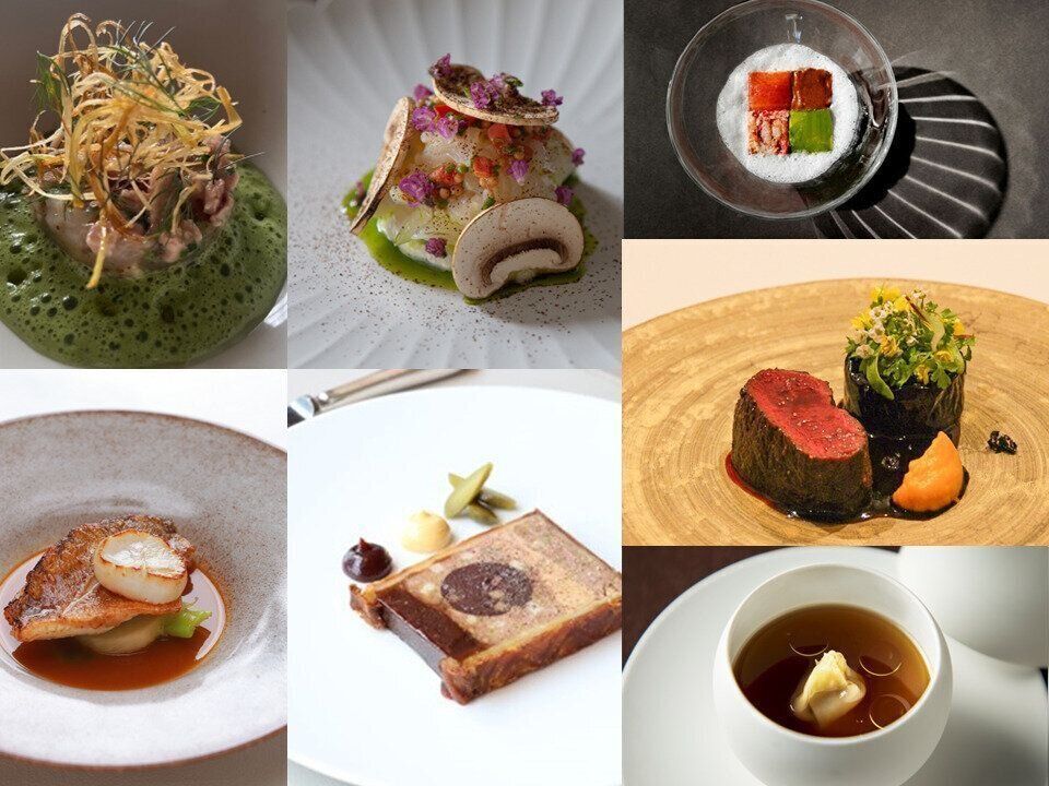 フランス レストランウィークに登場する「スペシャリテ」の一部が会場で提供された（写真右上が後述するカニサラダ）