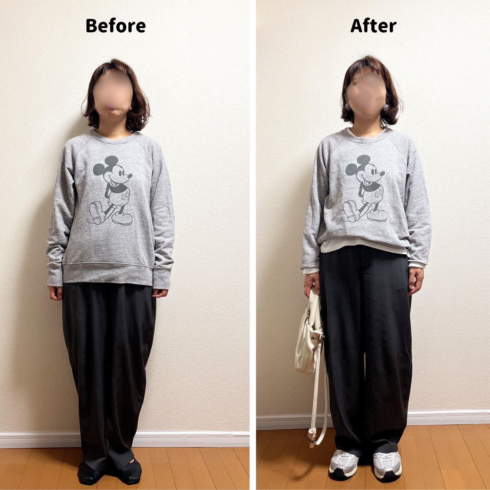 スウェットの着太りコーデBEFORE→AFTER