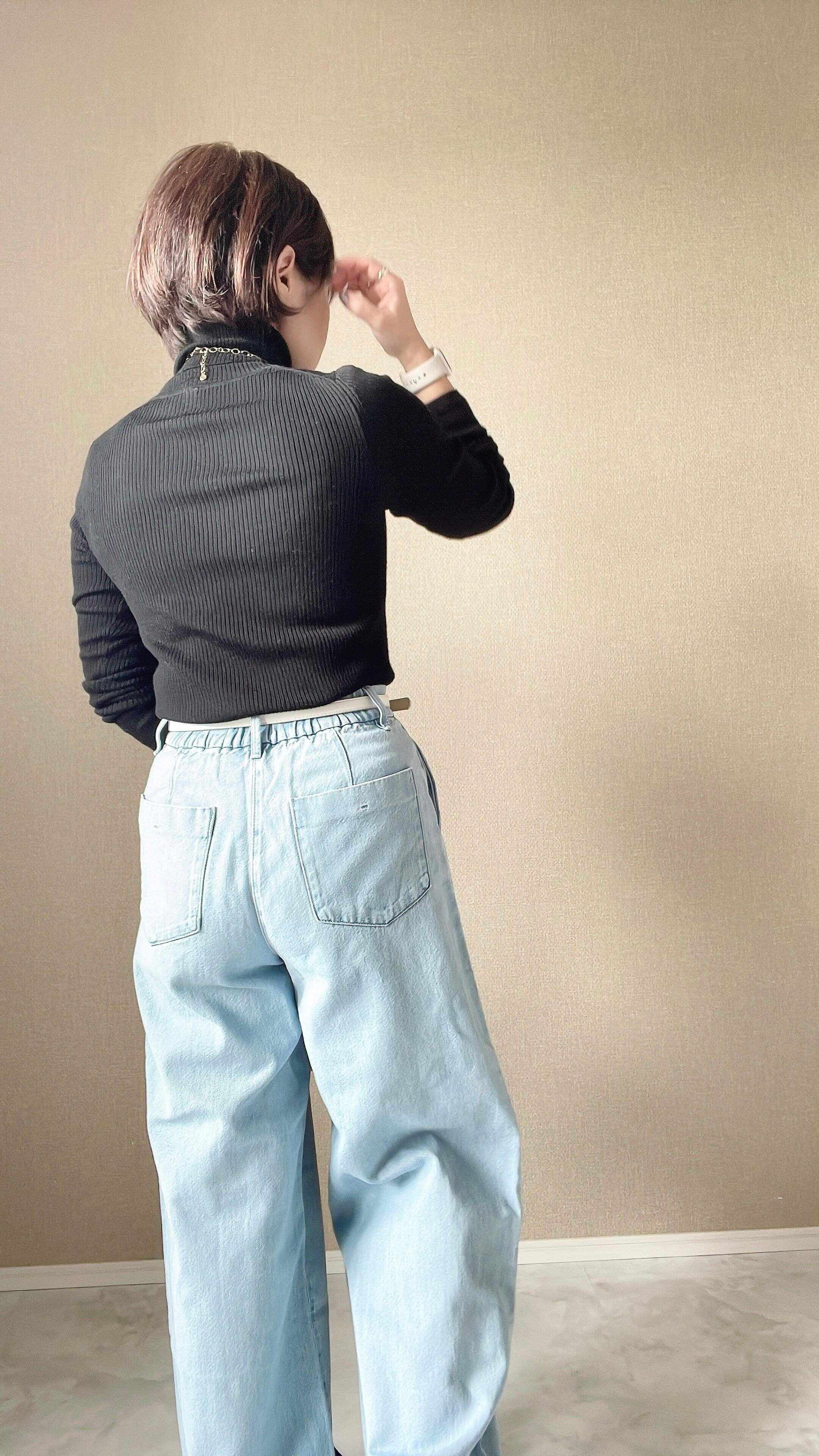 ドレープデニムタックパンツ