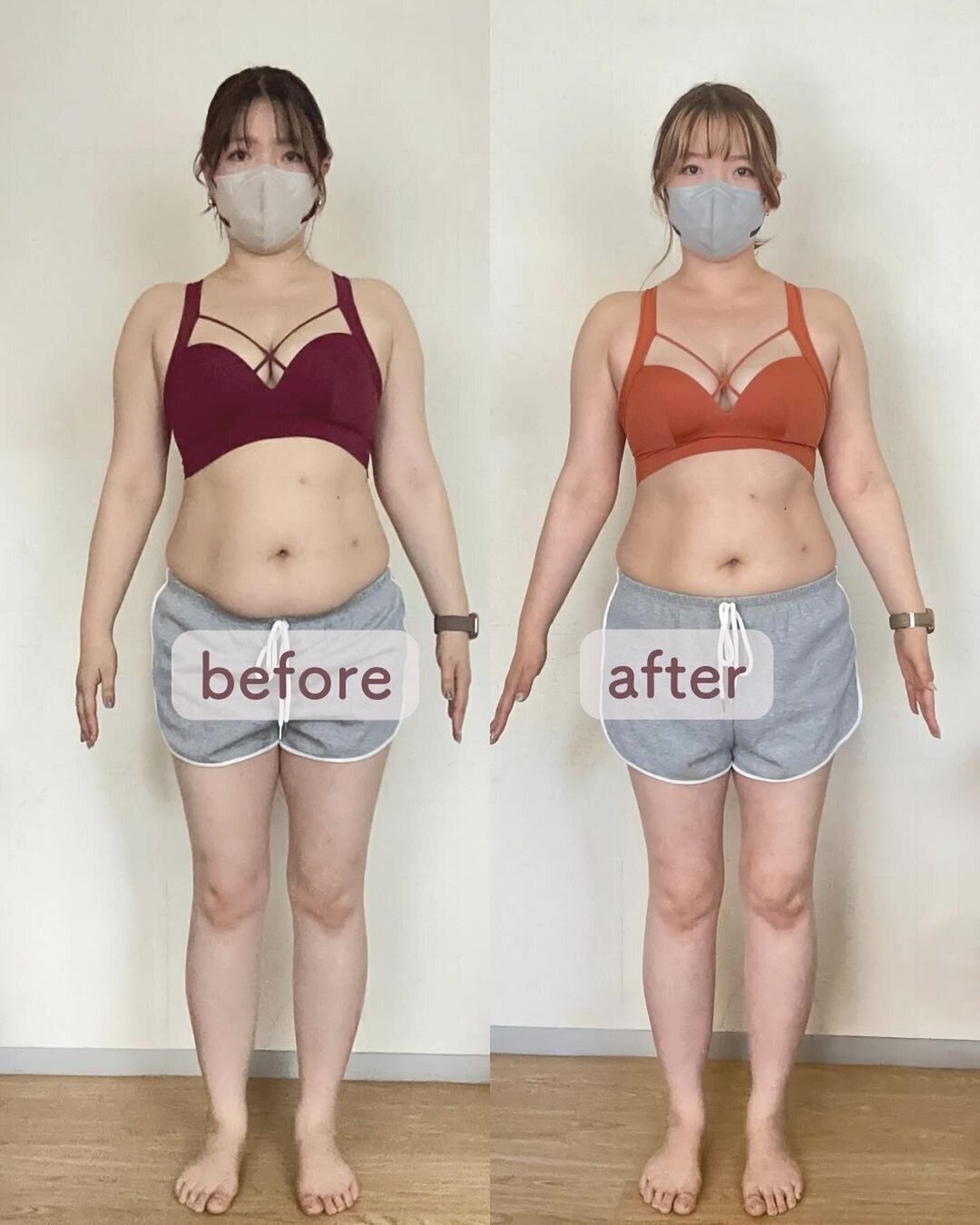 前から見たビフォーアフターの写真。