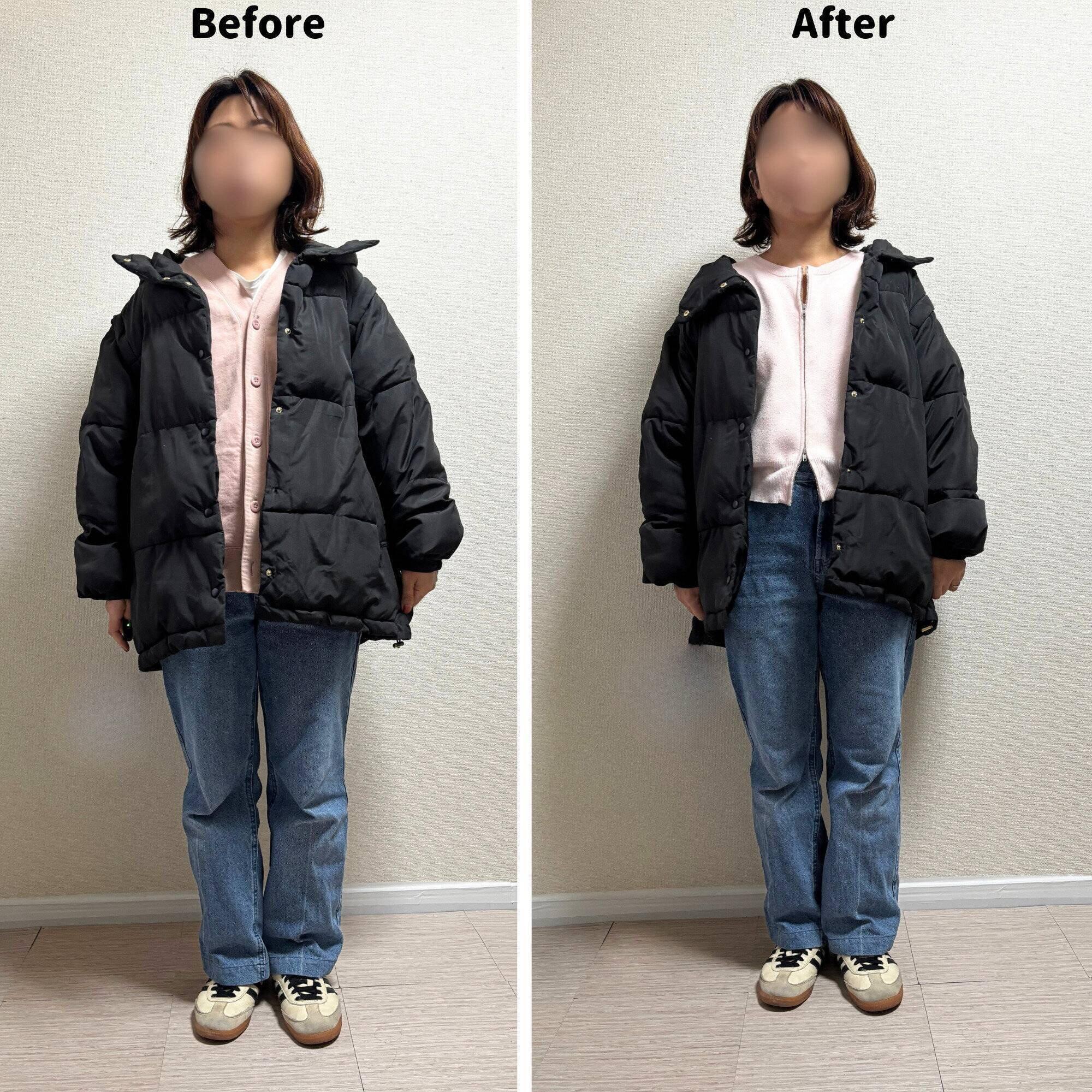 トップスを短くしたときのBEFORE→AFTER