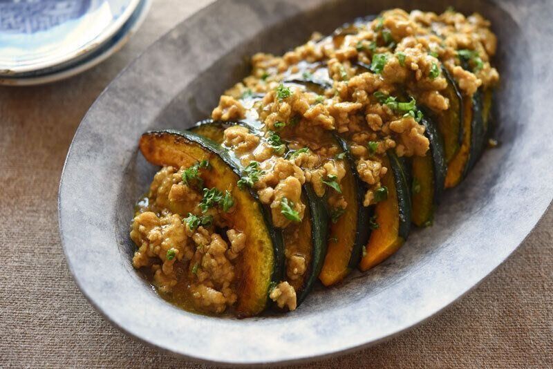 かぼちゃのソテー（カレー風味のそぼろあん）のレシピ