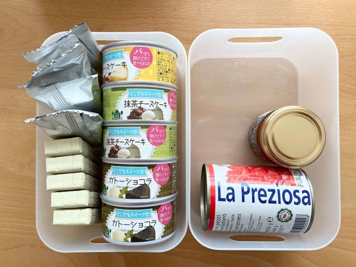 ローリングストックを 使いやすく 収納するには 缶詰などの高さの低いものを収納する方法 サンキュ ローリングストックを 使いやすく 収納するには 缶詰などの高さの低いものを収納する方法 サンキュ