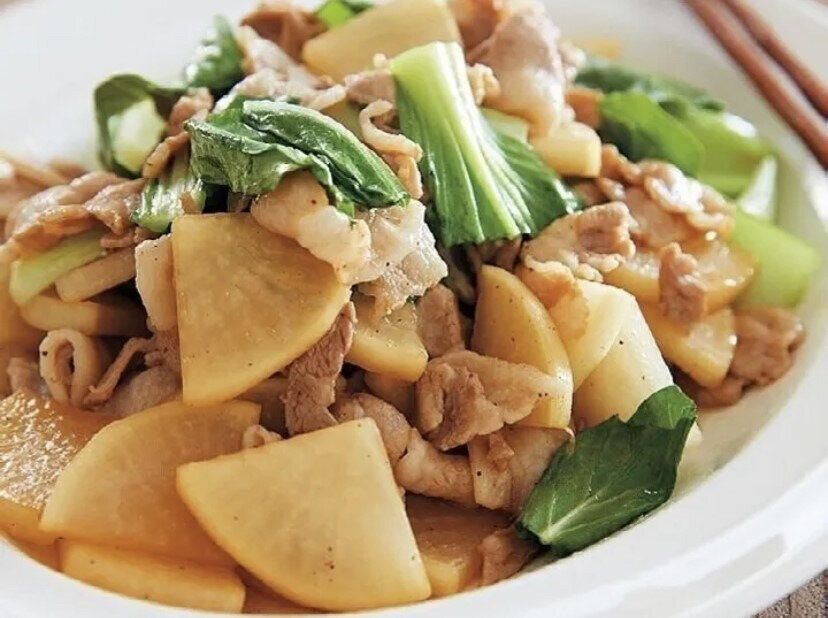 豚バラ大根めんつゆ炒め