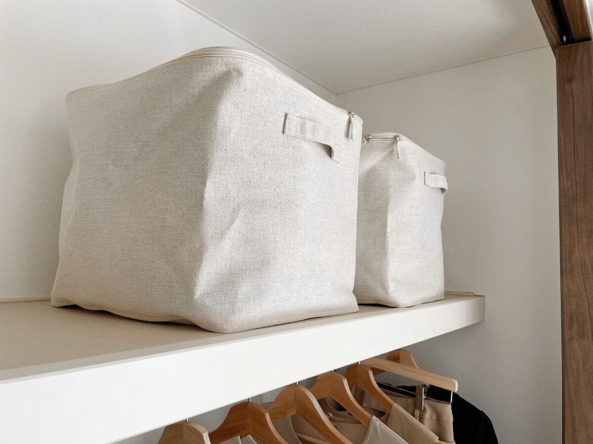 ポリエステル麻 ソフトボックス フタ式 L／無印良品