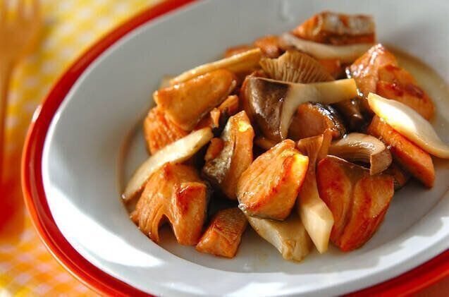 サーモンとエリンギのバターしょうゆ