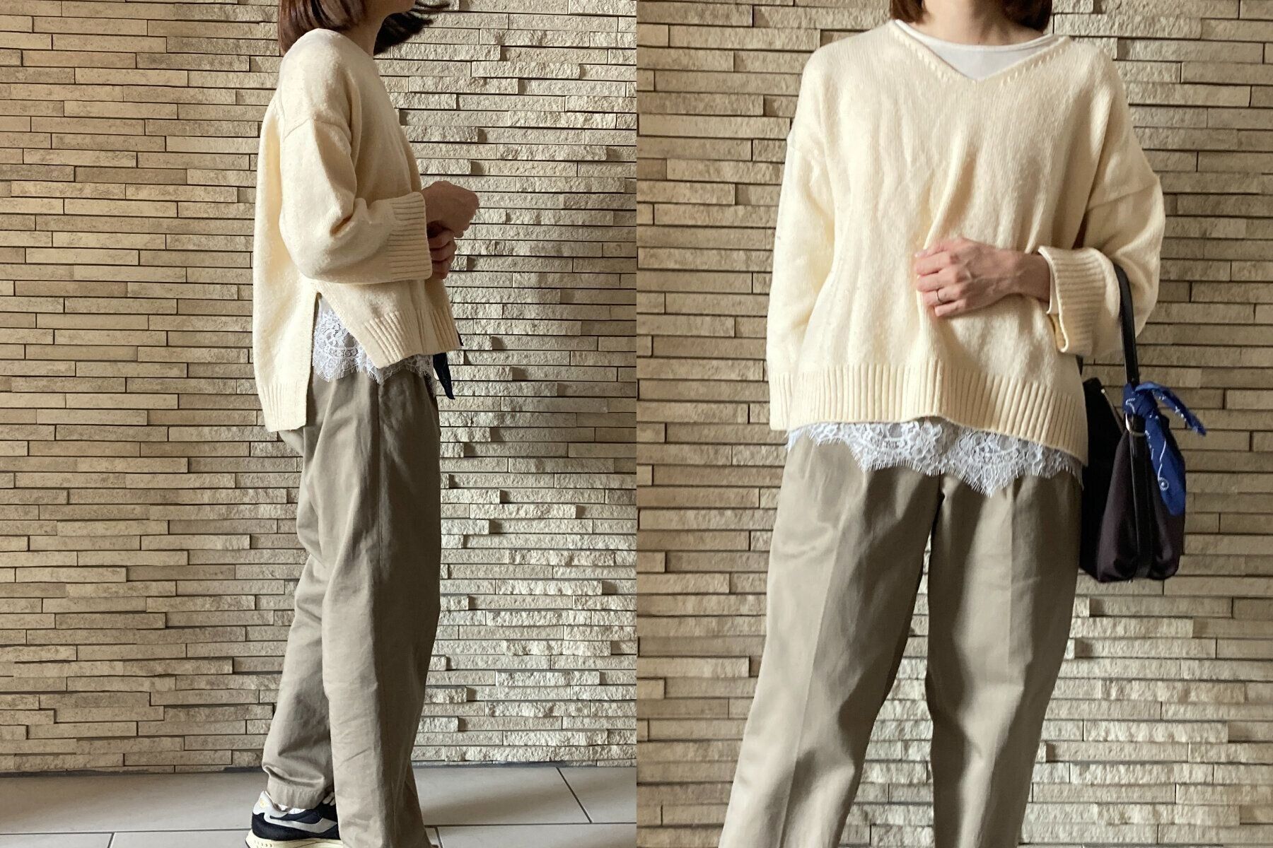 裾から見せると今っぽいアイテム「レースキャミソール」40代はこう着こなす！