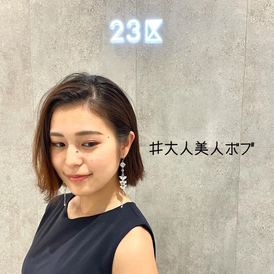 面長をカバーして美人40代に！クールな大人の外ハネボブ