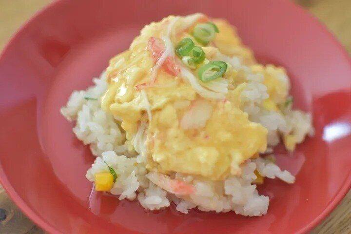 ホットプレートで作るかに玉＆チャーハン