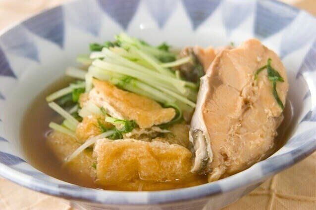 水菜と鮭缶のサッと煮